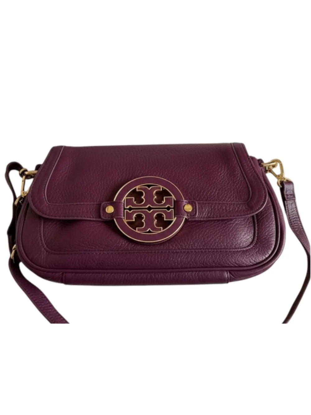 Tory Burch Crossbody Bag Leather Violet - PLUM Gold Trim